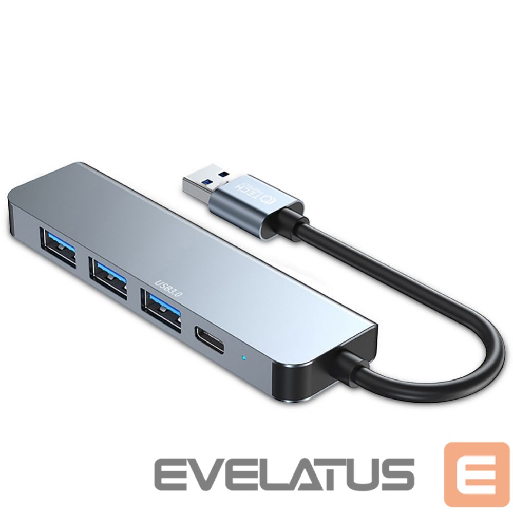 Kitas kompiuterio priedas Tech-Protect HUB Tech-Protect V0 5in1 USB-A - USB-A 3.0 / 3x USB-A 2.0 / USB-C - gray