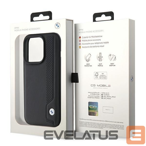 Nugarėlės dėklai BMW BMW Leather Blue Dots iPhone 15 Pro Max Case - Black