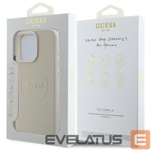 Nugarėlės dėklai Guess  Guess Grained Gold Ring MagSafe Case for iPhone 16 Pro Max - Beige 