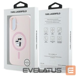 Nugarėlės dėklai Karl Lagerfeld  Karl Lagerfeld Silicone Karl&Choupette Heads Ring MagSafe Case for iPhone 16 Plus - Pink 