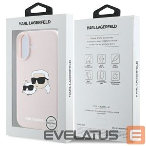 Nugarėlės dėklai Karl Lagerfeld  Karl Lagerfeld Silicone Nauble Heads Print MagSafe Case for iPhone 16 - Pink 