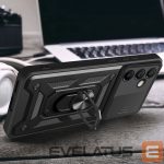 Nugarėlės dėklai Hurtel  Hybrid Armor Camshield with Stand and Camera Cover for Samsung Galaxy A56 - Black 