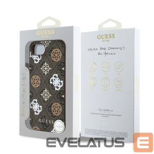 Nugarėlės dėklai Guess  Guess PU 4G Peony case with MagSafe for iPhone 16e - brown 