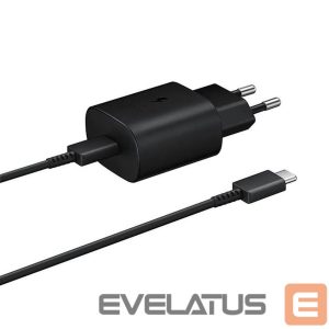 Adapteriai Samsung  Samsung 25W EP-TA800EBE USB-C Wall Charger with Samsung EP-DA705BBE USB-C / USB-C Cable - Black 