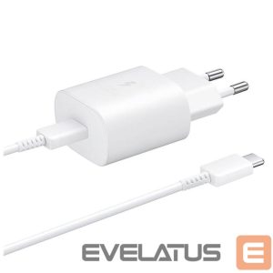 Adapteriai Samsung  Samsung 25W EP-TA800EWE USB-C Wall Charger with Samsung EP-DA705BWE USB-C / USB-C Cable - White 