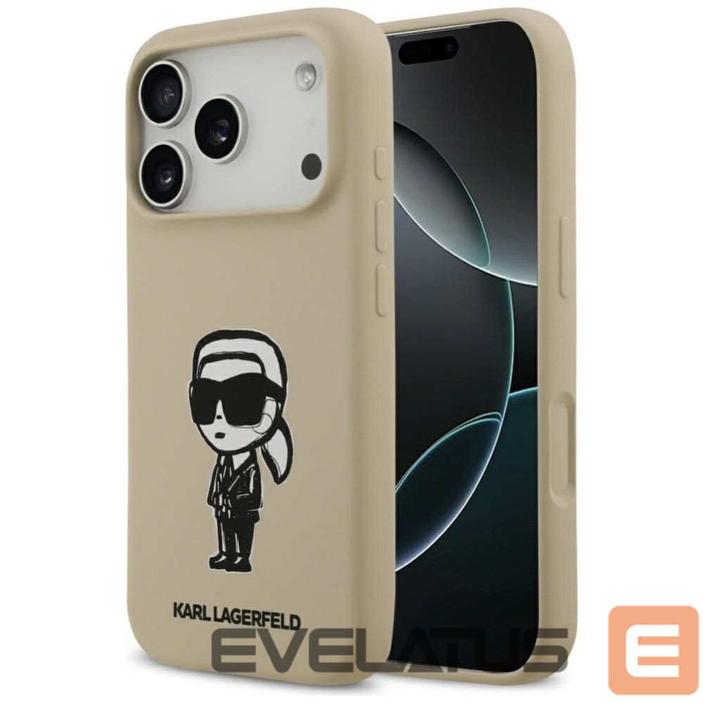 Nugarėlės dėklai Karl Lagerfeld Apple KARL LAGERFELD case for IPHONE 17 Pro compatible with MagSafe KLHMP17LSKIGROW (Silicone W/ KL Sketch & Logo) brown Brown