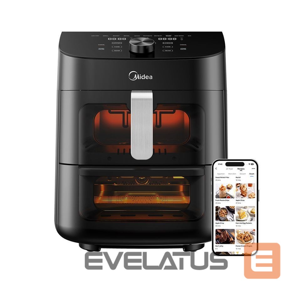 Stalo grotelės Midea Two Zone Airfryer | MAD1100DADK | Power 1850 W | Capacity 4.4/6.4 L | Rapid Air technology | Black