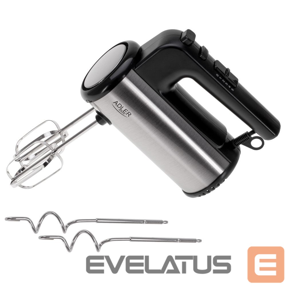 Maišytuvai ir maišytuvai Adler Hand mixer | AD 4232 | Hand Mixer | 900 W | Number of speeds 5 | Turbo mode | Black/Stainless Steel