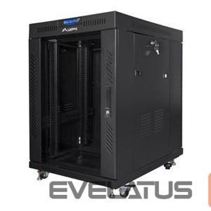 Serveriai Lanberg  Rack cabinet 19" free-standing 15U/800x1000 (flat pack) with glass door lCD V2, black | 