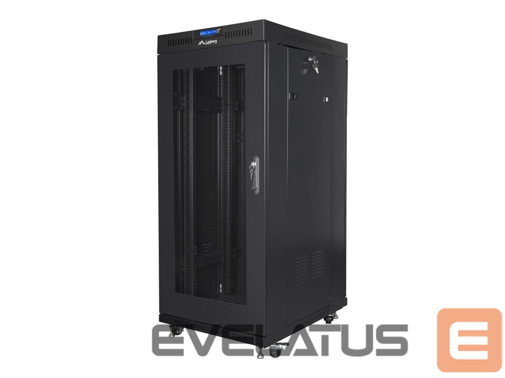 Serveriai Lanberg Rack cabinet 19" free-standing 27U/600x800 (flat pack) with mesh door ICD V2, black |