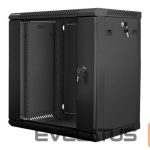 Serveriai Lanberg  Rack cabinet 19" wall-mount 12U/600x450 (flat pack) with glass door V2, black | 