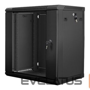 Serveriai Lanberg  Rack cabinet 19" wall-mount 12U/600x450 (flat pack) with glass door V2, black | 