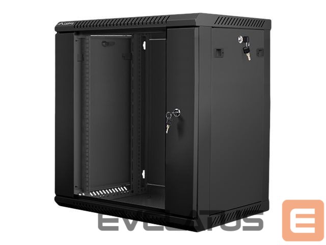 Serveriai Lanberg Rack cabinet 19" wall-mount 12U/600x450 (flat pack) with glass door V2, black |