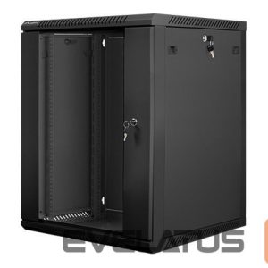 Serveriai Lanberg  Rack cabinet 19" wall-mount 15U/600x600 (flat pack) with glass door V2, black | 