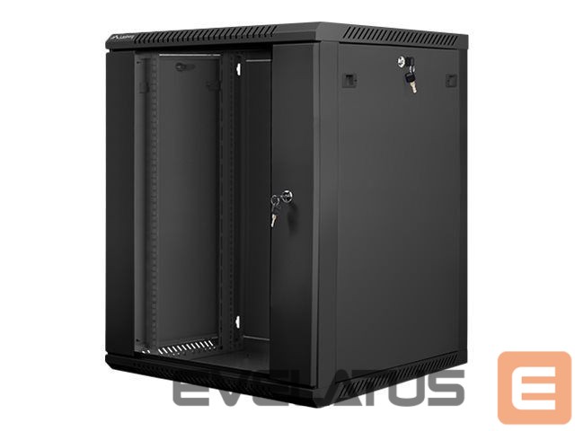 Serveriai Lanberg Rack cabinet 19" wall-mount 15U/600x600 (flat pack) with glass door V2, black |