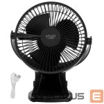 Ventiliatorius Adler  Rechargeable Clip-on Desk Fan | AD 7342 | Table Fan | Black | Diameter 15.5 cm | Number of speeds 3 | Oscillation | 5 W 