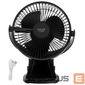 Ventiliatorius Adler  Rechargeable Clip-on Desk Fan | AD 7342 | Table Fan | Black | Diameter 15.5 cm | Number of speeds 3 | Oscillation | 5 W 