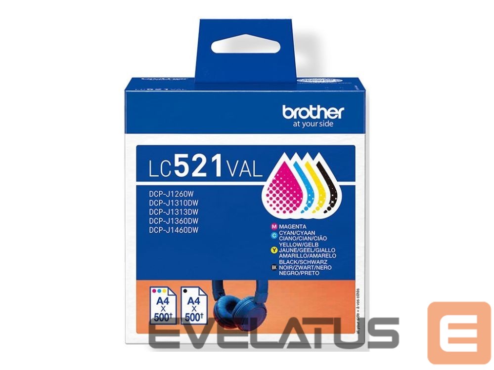 Eksploatacinės medžiagos spausdintuvams Brother LC521VAL Inkjet Cartridge Value Pack C/M/Y/K |