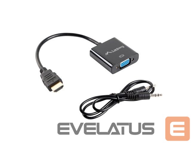 Monitoriaus priedas Lanberg HDMI, Mini Jack 3.5 mm, VGA Adapter | AD-0017-BK | 20 m