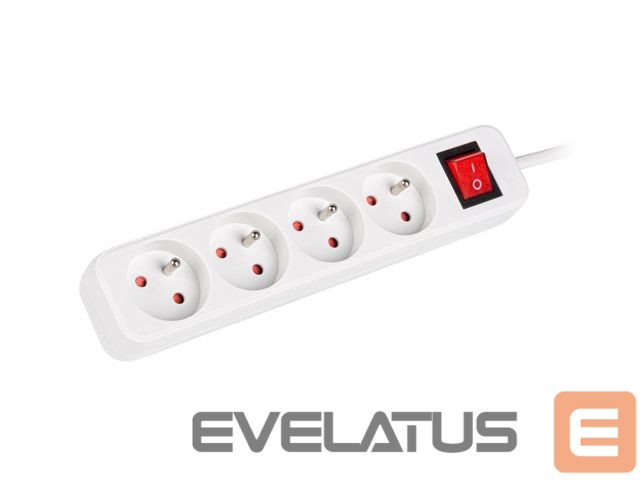 Serveriai Lanberg Cable Power Strip, 4X French Outlets with Switch, Quality-Grade Copper, 1.5 m | PS1-04E-0150-W