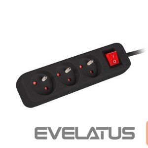 Serveriai Lanberg  Cable Power Strip, 3X French Outlets with Switch, Quality-Grade Copper, 3 m | PS1-03E-0300-BK 