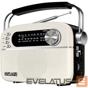 laidiniai garsiakalbiai Sven  Speaker SVEN SRP-505, white (3W, Bluetooth, FM/AM/SW, USB, microSD, AUX, battery) 