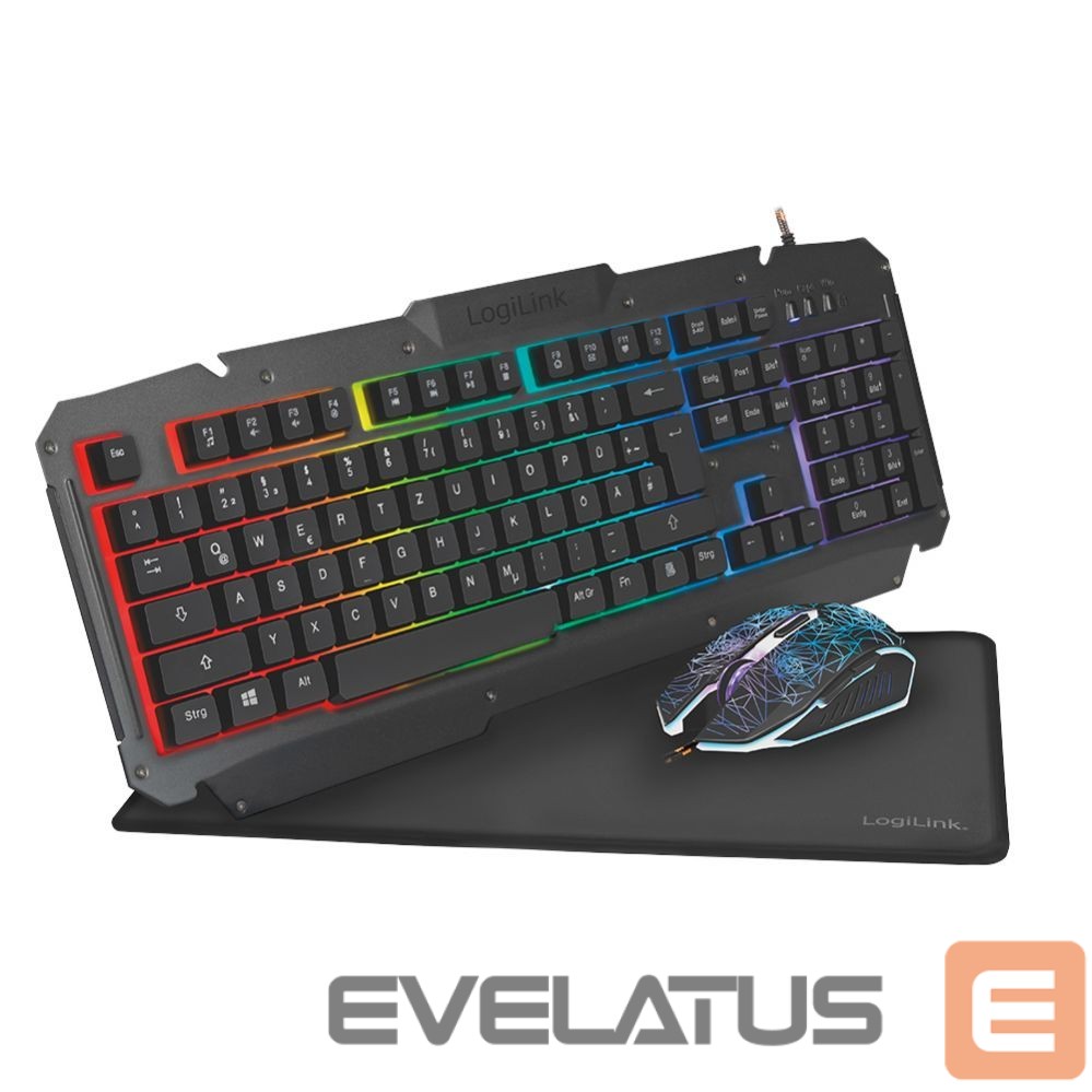 Kompiuterio klaviatūra Logilink ID0185 Keyboard, Mouse and Pad Set, Mouse included, DE