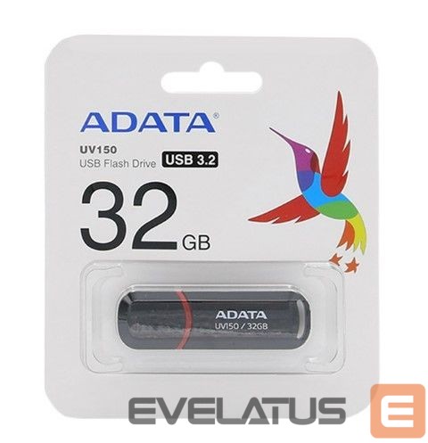 USB atmintinė ADATA MEMORY DRIVE FLASH USB3.1 32GB/BLACK AUV150-32G-RBK