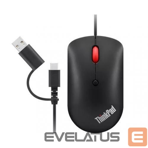 Kompiuterio pelė Lenovo ThinkPad USB-C Wired Compact Mouse Raven black, USB-C