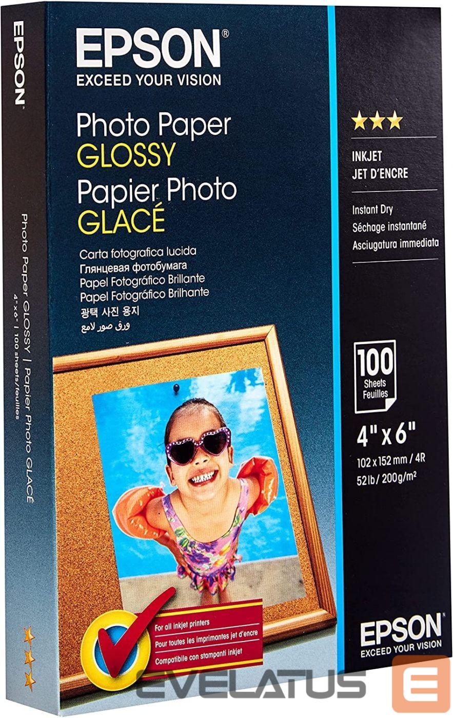 Biuro įrankiai EPSON Photo Paper Glossy 10 x 15 cm, 200 g/m²