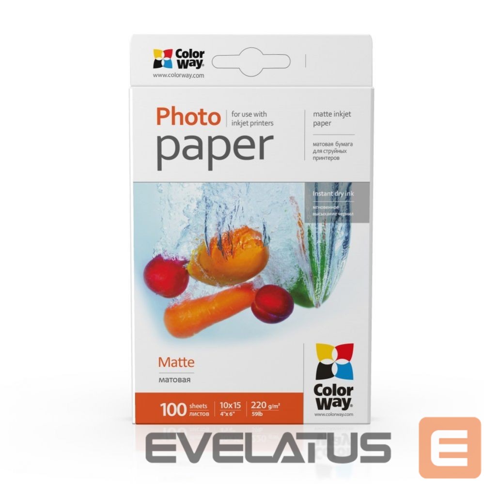 Biuro įrankiai ColorWay PM2201004R Matte Photo Paper, White, 10 x 15 cm, 220 g/m²