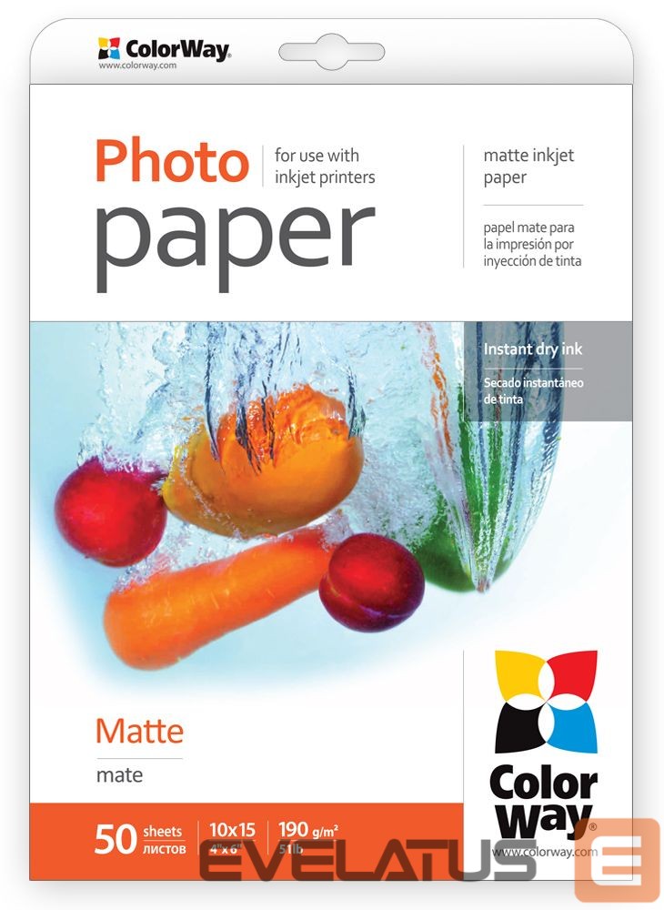 Biuro įrankiai ColorWay Matte Photo Paper, 50 sheets, 10x15, 190 g/m²