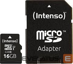 Kitas kompiuterio priedas Intenso  MEMORY MICRO SDHC 16GB UHS-I/W/ADAPTER 3423470 