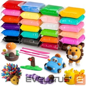 žaislai Kiddyz  24pcs Modelling Clay Set Soft Air-Dry & Non-Toxic Creative DIY Toy Multicolor 