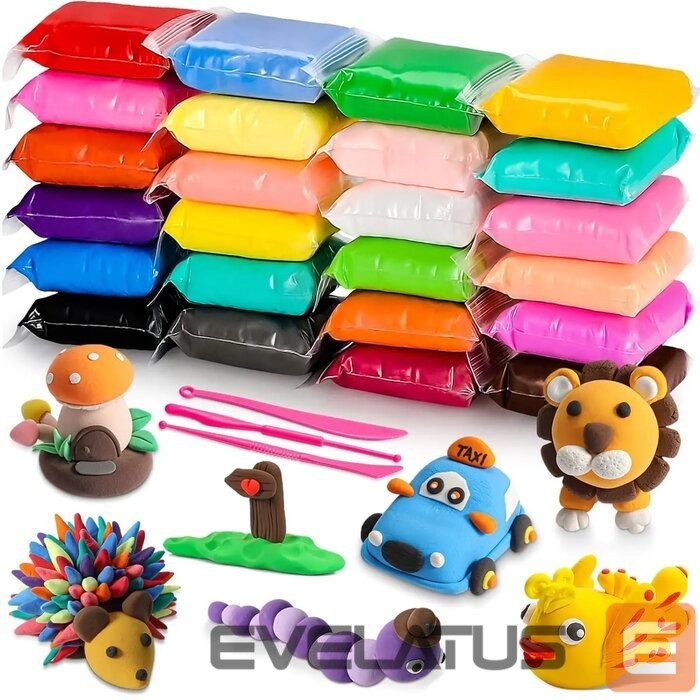 žaislai Kiddyz 24pcs Modelling Clay Set Soft Air-Dry & Non-Toxic Creative DIY Toy Multicolor