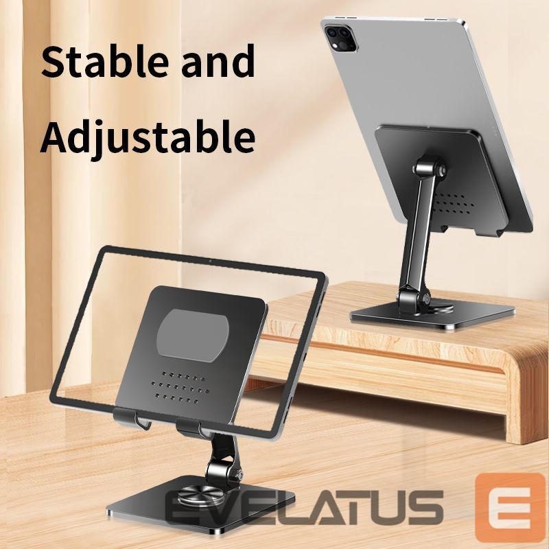 Laikikliai ir stovai iLike STM4 Metal Tablet PC Holder Stand with Adjustable Perfect Angle & 360 Rotation Black Black
