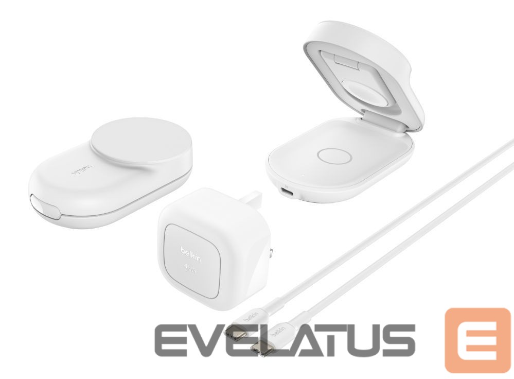 Belaidis įkroviklis Belkin UltraCharge 25w Qi2 3in1 Magnetic Charger White