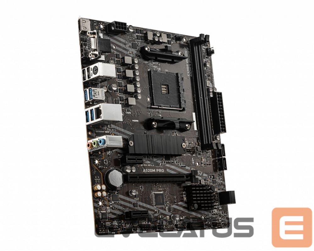 Intel procesoriaus pagrindinė plokštė MSI A520M PRO Processor family AMD, Processor socket AM4, DDR4, Memory slots 2, Chipset AMD A, Micro ATX