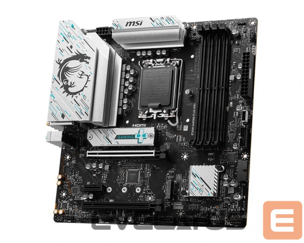 Intel procesoriaus pagrindinė plokštė MSI B760M GAMING PLUS WIFI Processor family Intel Processor socket LGA1700 DDR5 Supported hard disk drive interfaces SATA, M.2 Number of SATA connectors 4