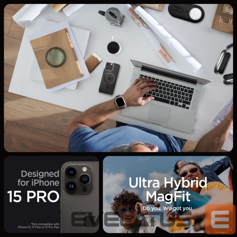 Kitos prekės Spigen Spigen Ultra Hybrid Mag Case with MagSafe for iPhone 15 Pro - Gray