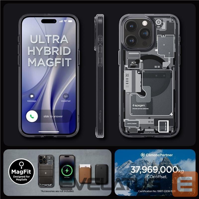 Kitos prekės Spigen Spigen Ultra Hybrid Mag Case with MagSafe for iPhone 15 Pro - Dark Gray (Zero One Pattern)