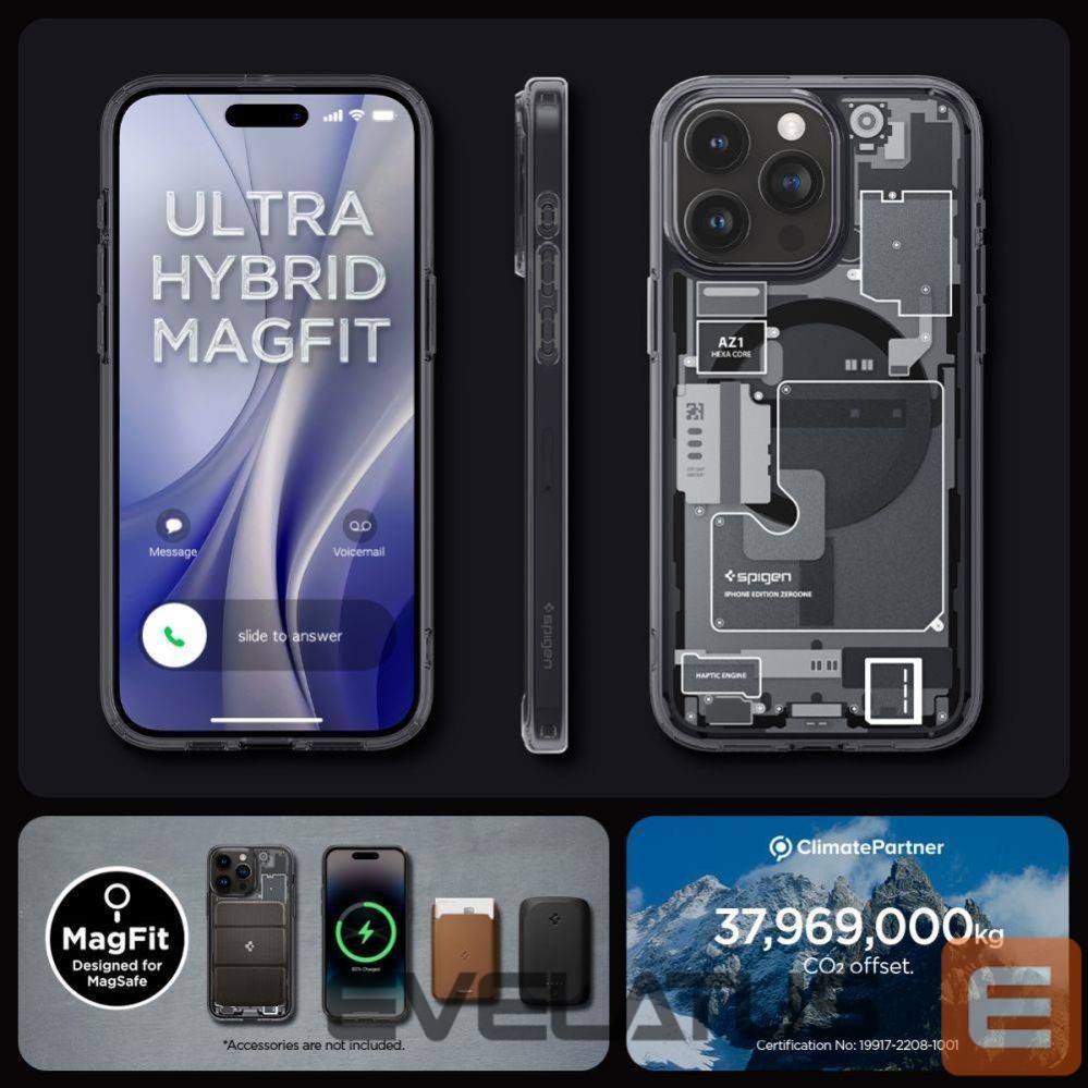 Kitos prekės Spigen Spigen Ultra Hybrid Mag Case with MagSafe for iPhone 15 Pro - Dark Gray (Zero One Pattern)