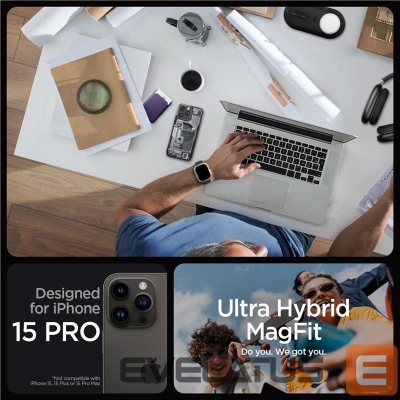 Kitos prekės Spigen Spigen Ultra Hybrid Mag Case with MagSafe for iPhone 15 Pro - Dark Gray (Zero One Pattern)