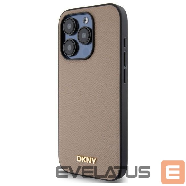 Kitos prekės DKNY DKNY Grained Metal Logo MagSafe iPhone 15 Pro Case - Beige
