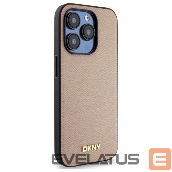 Kitos prekės DKNY DKNY Grained Metal Logo MagSafe iPhone 15 Pro Case - Beige