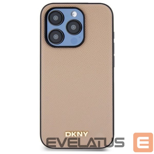 Kitos prekės DKNY DKNY Grained Metal Logo MagSafe iPhone 15 Pro Case - Beige