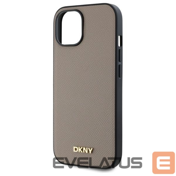 Kitos prekės DKNY DKNY Grained Metal Logo MagSafe iPhone 15 Case - Beige