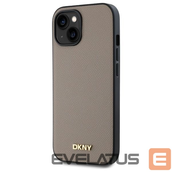 Kitos prekės DKNY DKNY Grained Metal Logo MagSafe iPhone 15 Case - Beige