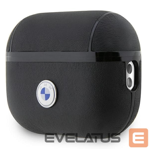 Kitos prekės BMW BMW BMAP2SSLBK AirPods Pro 2 (2022/2023) cover black/black Geniune Leather Silver Logo