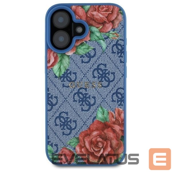 Kitos prekės Guess Guess GUHMP16SP4ROPEMCB iPhone 16 6.1" blue/blue hardcase 4G Flowers Print MagSafe